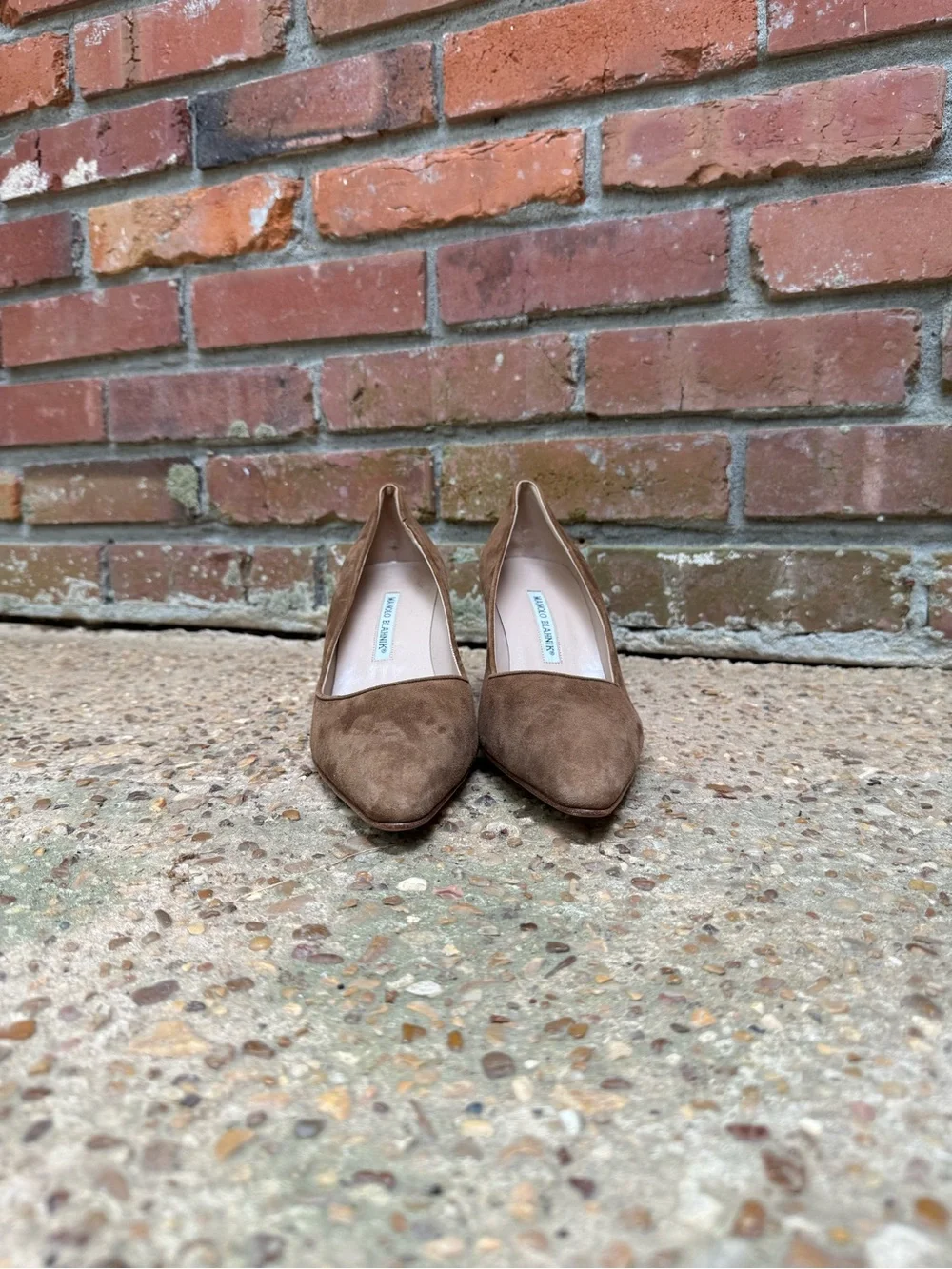 Manolo Blahnik Brown Suede Pointed Toe Pumps